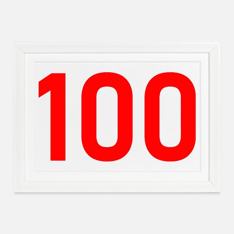 100. 100 ANS. 100e ANNIVERSAIRE. ANNIVERSAIRE 100 - Affiche encadrée (37 × 27 cm) - blanc