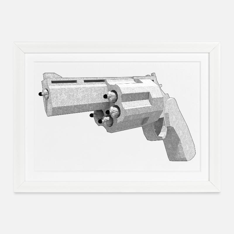Humanized Pistol - Framed poster (37 × 27 cm) - white