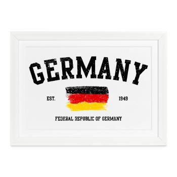 Abstrakte deutsche Flagge Typografie Design - Gerahmtes Poster (37 × 27 cm) - Weiß - Vorne