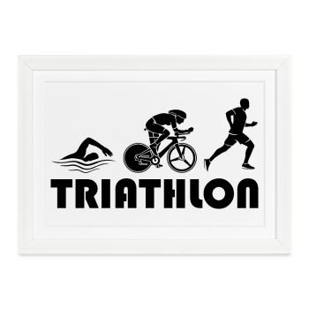 Triathlon Running Natation Vélo icône icône - Affiche encadrée (37 × 27 cm) - blanc - Devant