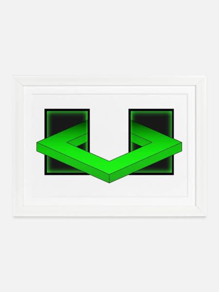 Geometrische Illusion - Gerahmtes Poster (37 × 27 cm) - Weiß