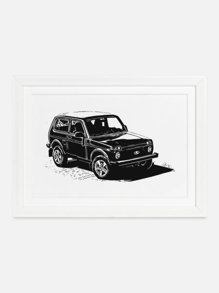 Lada Niva - Gerahmtes Poster (37 × 27 cm) - Weiß