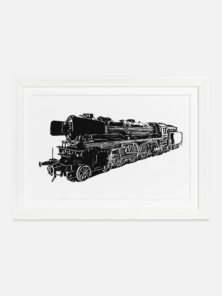 Dampflok 01 180 - Gerahmtes Poster (37 × 27 cm) - Weiß