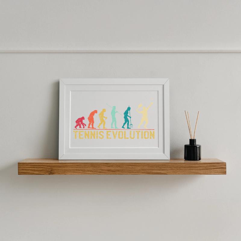 Tennis Evolution Evolution Conception graphique Affiche encadrée (37 × 27 cm)