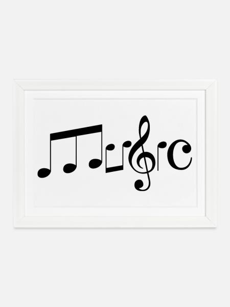 Music - Gerahmtes Poster (37 × 27 cm) - Weiß