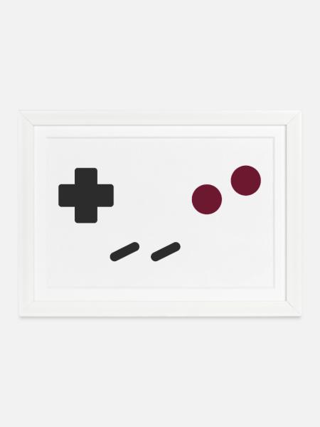 RetroBoy Controls - Gerahmtes Poster (37 × 27 cm) - Weiß
