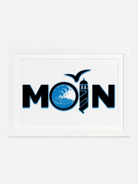 Moin Norddeutsch - Gerahmtes Poster (37 × 27 cm) - Weiß