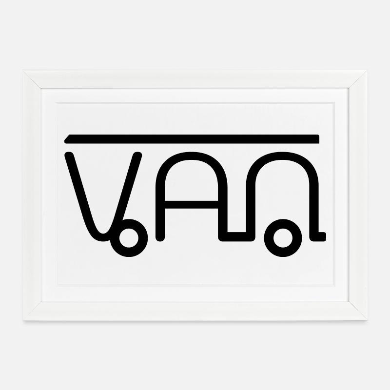Van Camper illustration made of letters - Framed poster (37 × 27 cm) - white