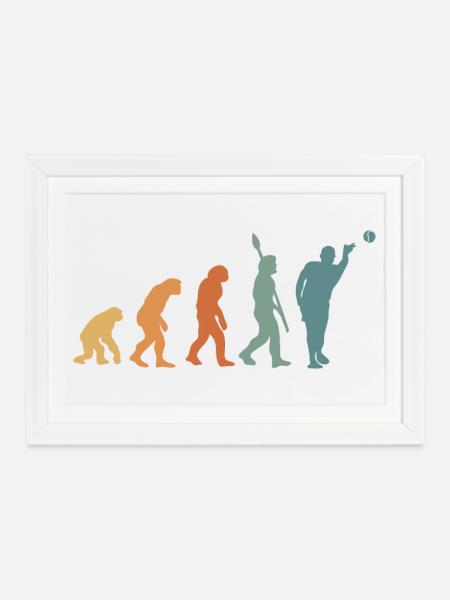 Pétanque Evolution Retro - Gerahmtes Poster (37 × 27 cm) - Weiß