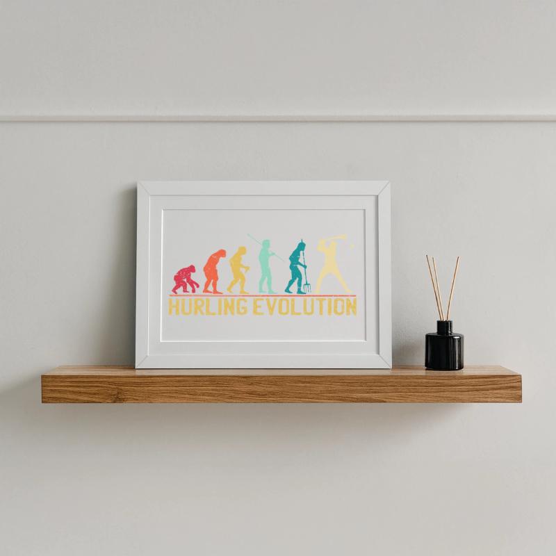 Conception de silhouette d'évolution de hurling Affiche encadrée (37 × 27 cm)