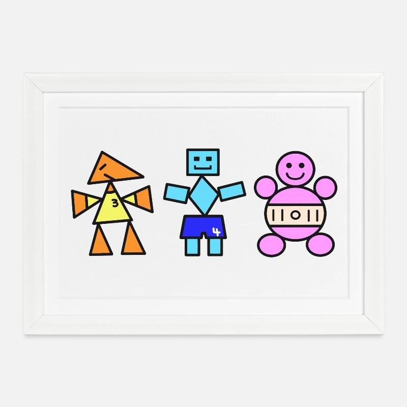 Geometric Trio Playful Figures,  One point  - Framed poster (37 × 27 cm) - white
