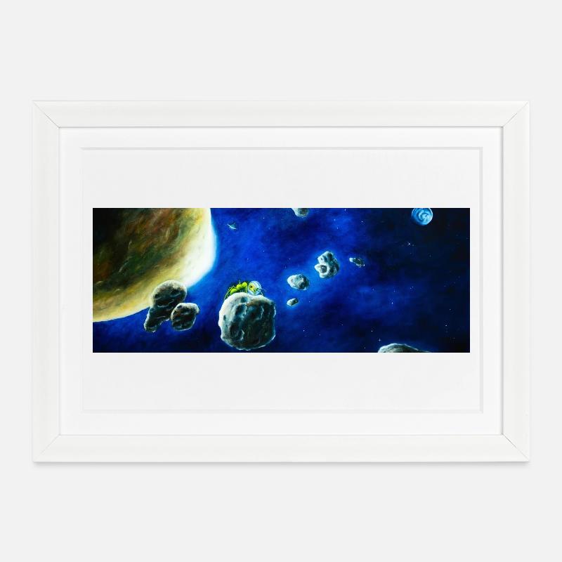 Mondam Fourmi Ameisonaut Nuit étoilée aventureuse - Affiche encadrée (37 × 27 cm) - blanc