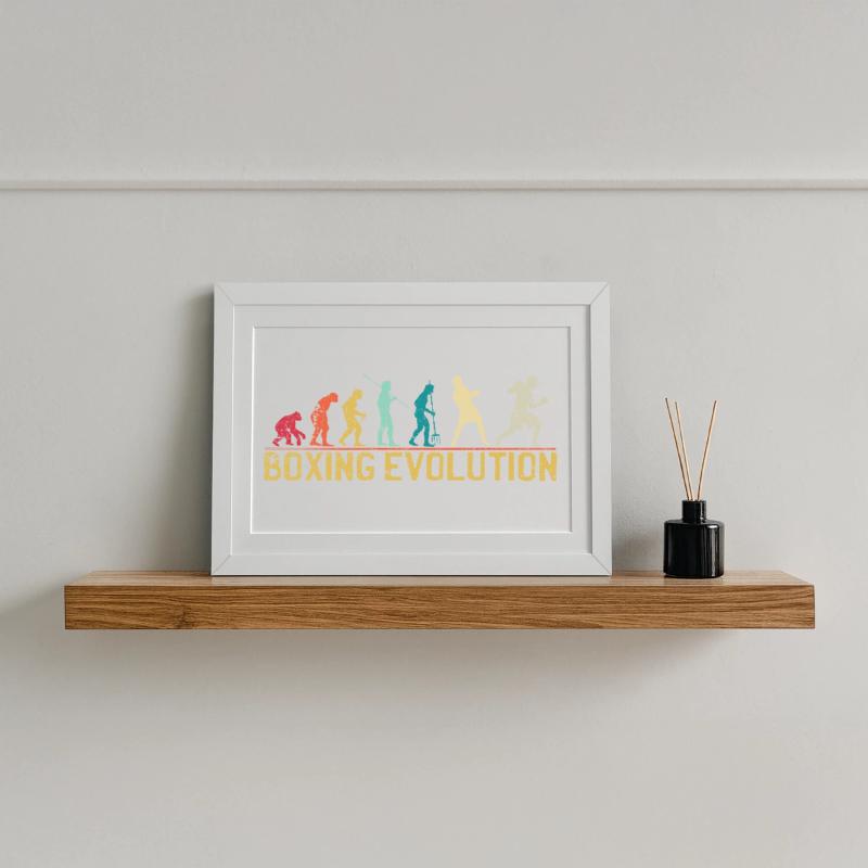 Boxing Evolution Progression Design Affiche encadrée (37 × 27 cm)
