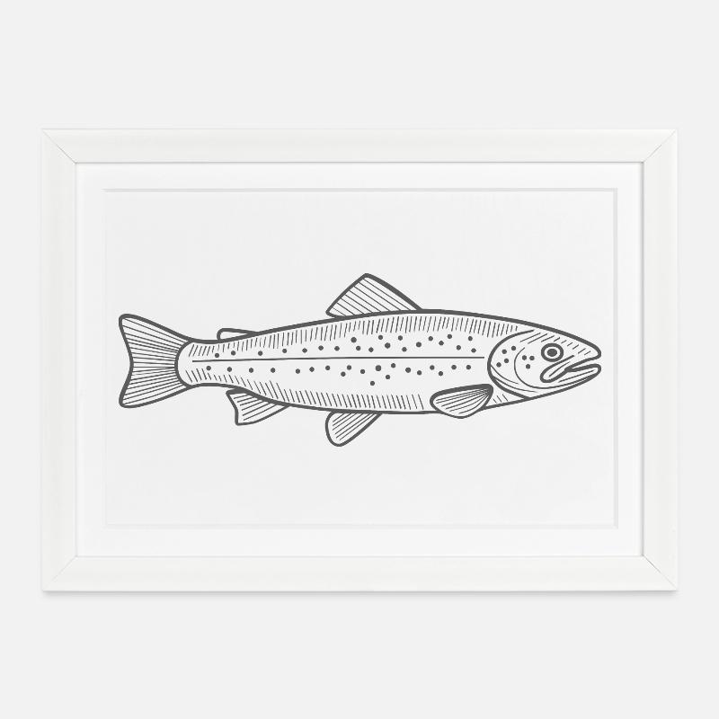 Trout - Framed poster (37 × 27 cm) - white