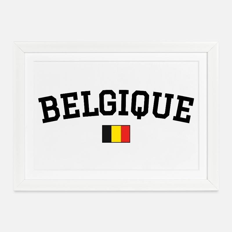 Belgium Flag Design Black - Framed poster (37 × 27 cm) - white