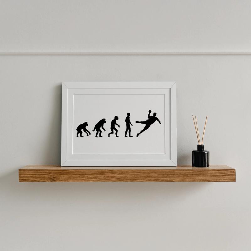 Icône de l’équipe de conception drôle de handball de l’évolution Affiche encadrée (37 × 27 cm)