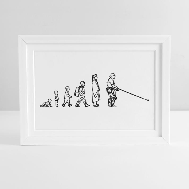 Fischer Evolution Gerahmtes Poster (37 × 27 cm)