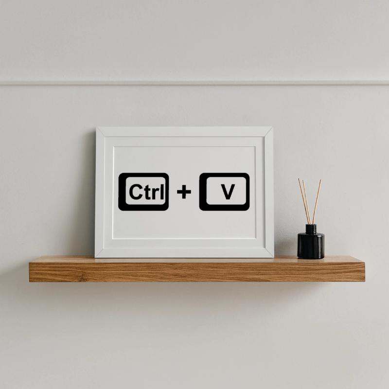 CTRL + V / Kinder Geschenk zu Vatertag / Muttertag Gerahmtes Poster (37 × 27 cm)