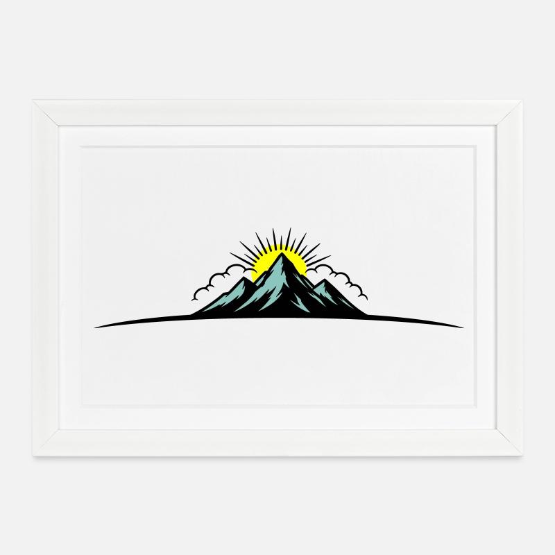 Berge Outdoor Symbol Mountains - Gerahmtes Poster (37 × 27 cm) - Weiß