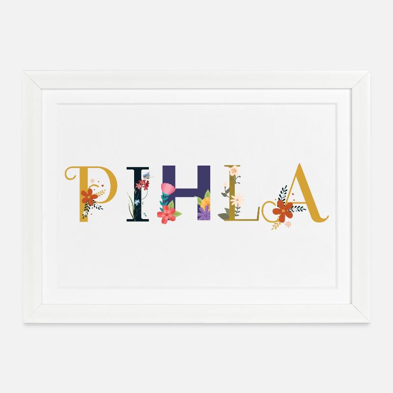 PIHLA name decorated with flowers - Framed poster (37 × 27 cm) - white