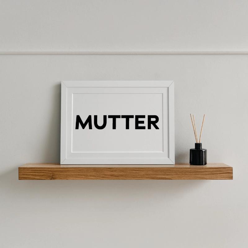 Mutter Typografie Design VATER-MUTTER-KIND Geburt Gerahmtes Poster (37 × 27 cm)