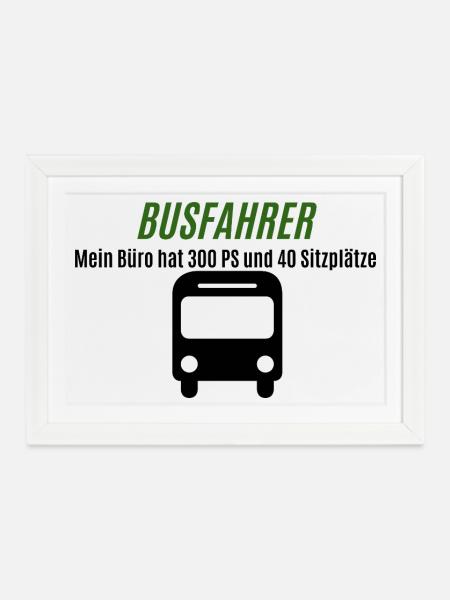 Busfahrer Grünes Logo Shirt - Gerahmtes Poster (37 × 27 cm) - Weiß