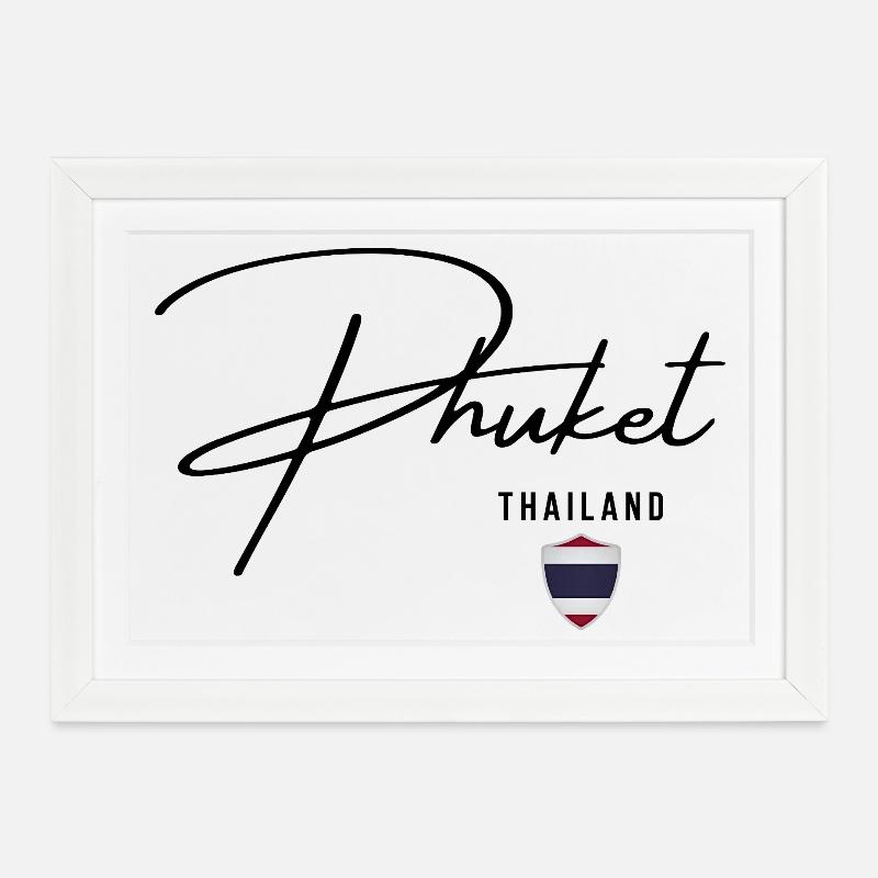 Design élégant Phuket, fierté thaïlandaise - Affiche encadrée (37 × 27 cm) - blanc