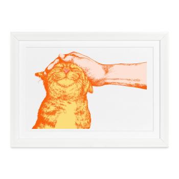 DIE GLÜCKLICHE KATZE - Gerahmtes Poster (37 × 27 cm) - Weiß - Vorne