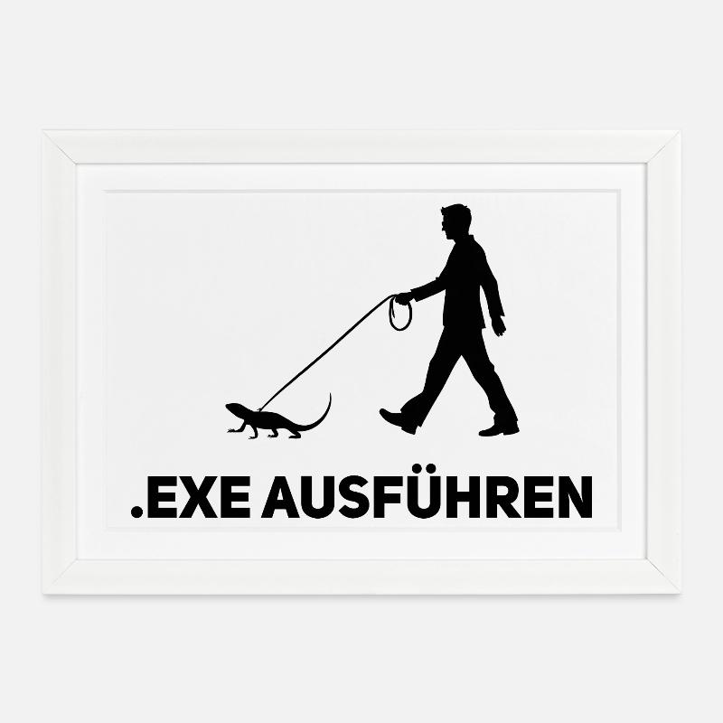Execute .EXE - Chemise drôle d’informaticien - Affiche encadrée (37 × 27 cm) - blanc