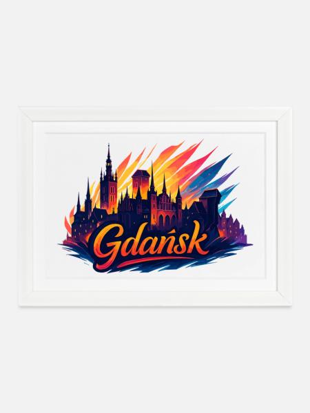 Danzig Gdańsk Stadt Polen Geschenk - Gerahmtes Poster (37 × 27 cm) - Weiß