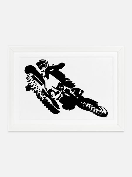 Motocross - Gerahmtes Poster (37 × 27 cm) - Weiß