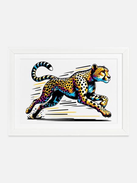 Gepard - Gerahmtes Poster (37 × 27 cm) - Weiß