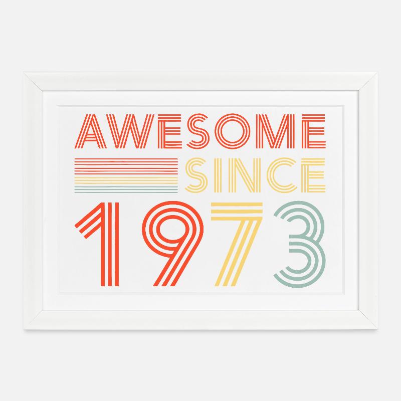Awesome Since 1973 Retro Neon - Framed poster (37 × 27 cm) - white