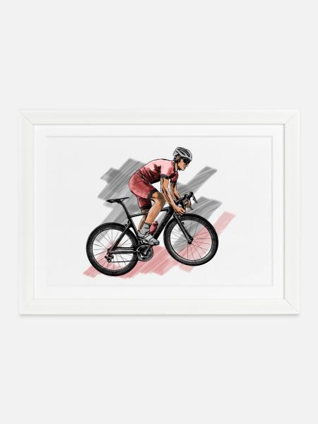 Rennrad - Gerahmtes Poster (37 × 27 cm) - Weiß