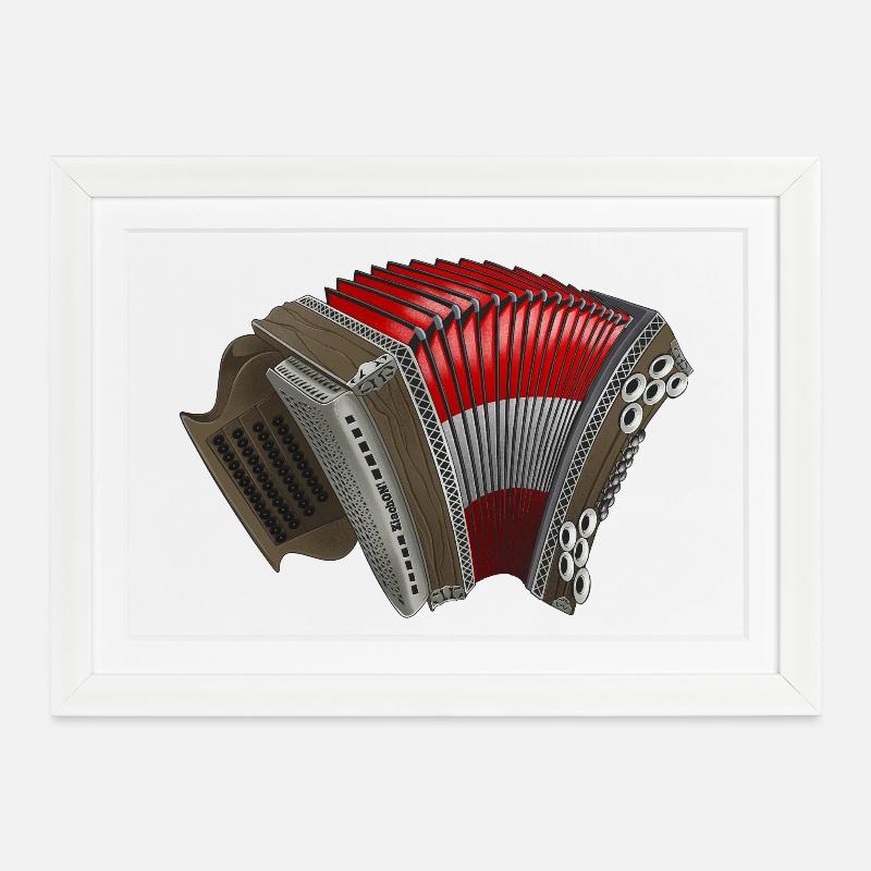 Harmonica styrienne - Autriche | ZiachON ! - Affiche encadrée (37 × 27 cm) - blanc