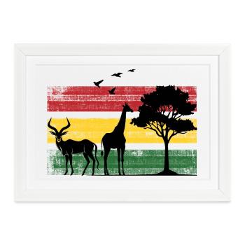 Afrika Safaritour Tiere Africa Five Urlaub - Gerahmtes Poster (37 × 27 cm) - Weiß - Vorne