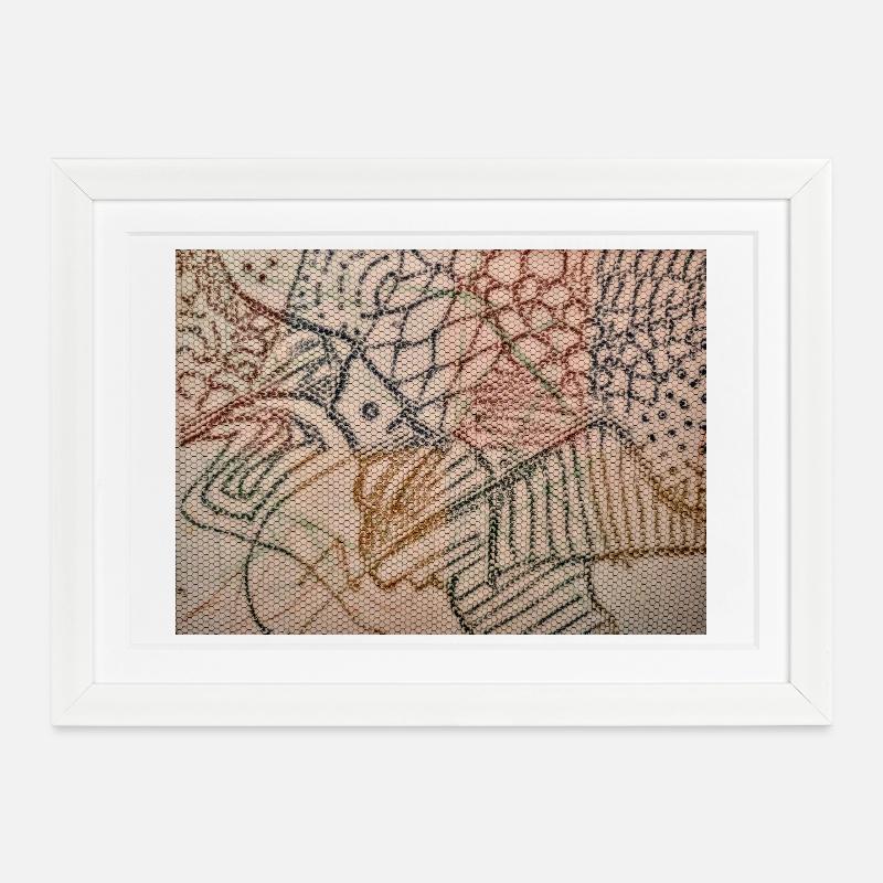 Farblinien Netzkunst - Gerahmtes Poster (37 × 27 cm) - Weiß