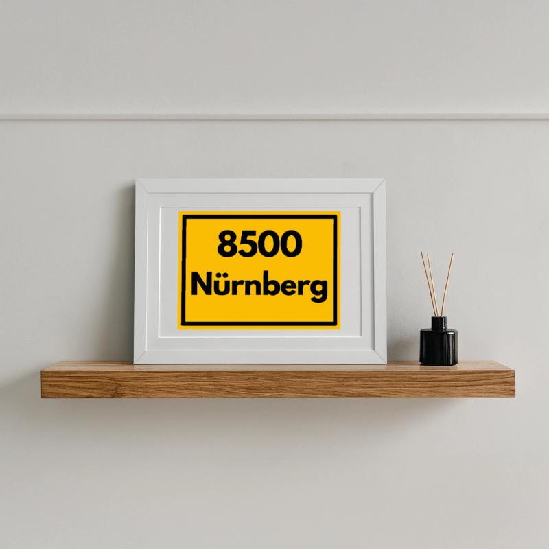 OLD POSTCODE POSTCODE RETRO 8500 NÜRNBERG FRANKEN Framed poster (37 × 27 cm)