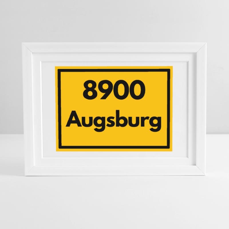OLD POSTCODE POSTCODE RETRO 8900 AUGSBURG Framed poster (37 × 27 cm)