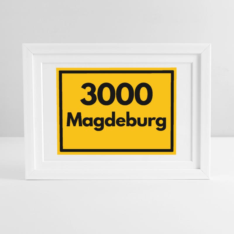 OLD POSTCODE POSTCODE RETRO 3000 MAGDEBURG OSTEN Framed poster (37 × 27 cm)