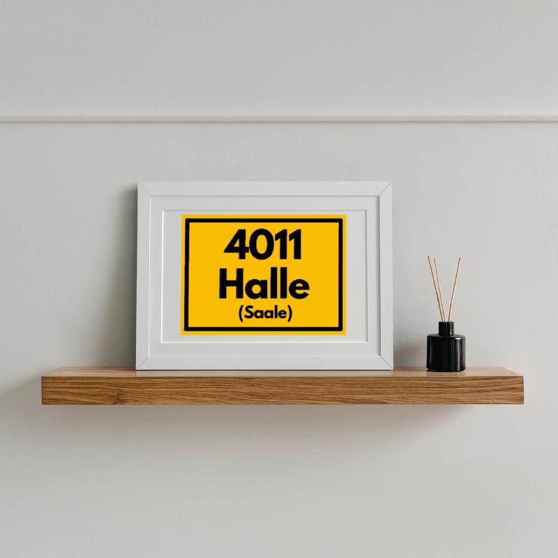 OLD POSTCODE POSTCODE RETRO 4011 HALLE (SAAALE) Framed poster (37 × 27 cm)