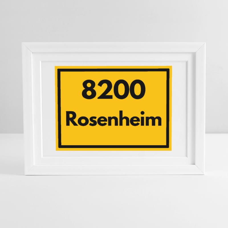 OLD POSTCODE POSTCODE RETRO 8200 ROSENHEIM Framed poster (37 × 27 cm)
