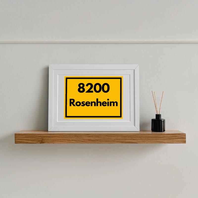 OLD POSTCODE POSTCODE RETRO 8200 ROSENHEIM Framed poster (37 × 27 cm)