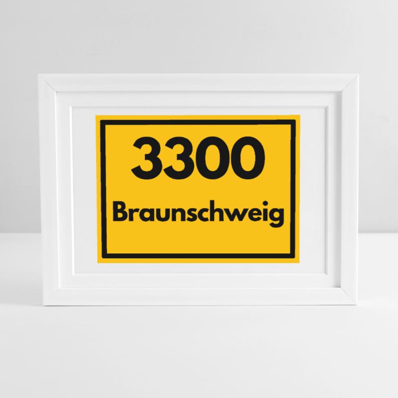OLD POSTCODE POSTCODE RETRO 3300 BRAUNSCHWEIG Framed poster (37 × 27 cm)