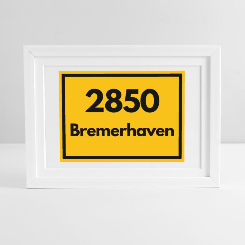 OLD POSTCODE POSTCODE RETRO 2850 BREMERHAVEN HAFEN Framed poster (37 × 27 cm)