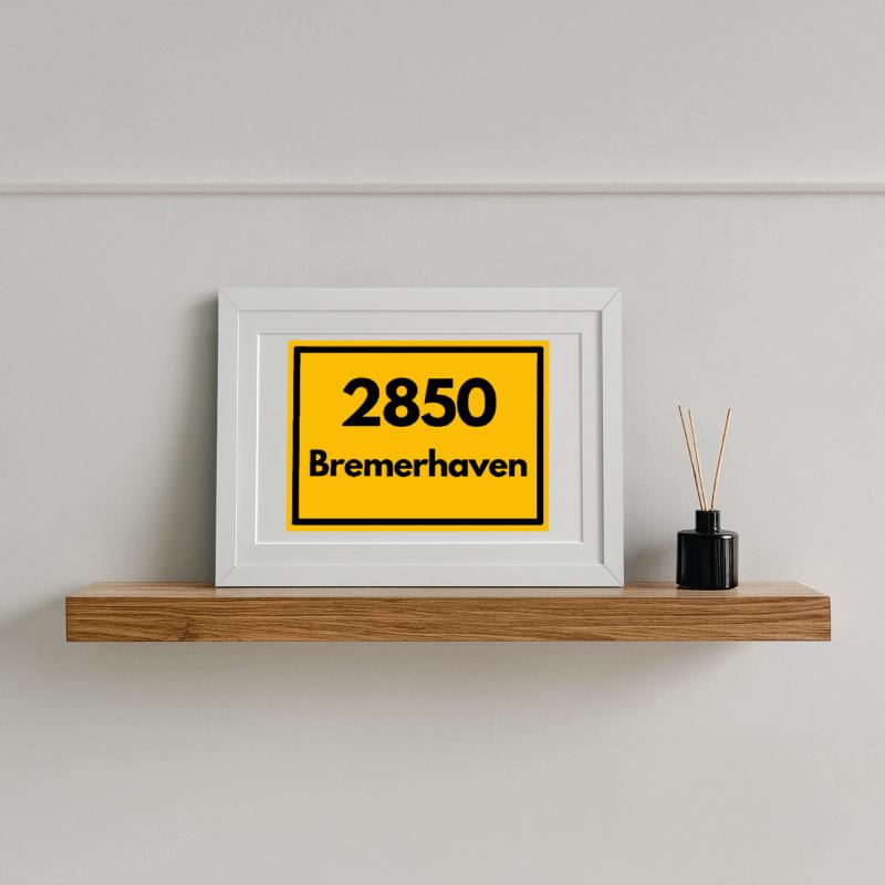 OLD POSTCODE POSTCODE RETRO 2850 BREMERHAVEN HAFEN Framed poster (37 × 27 cm)