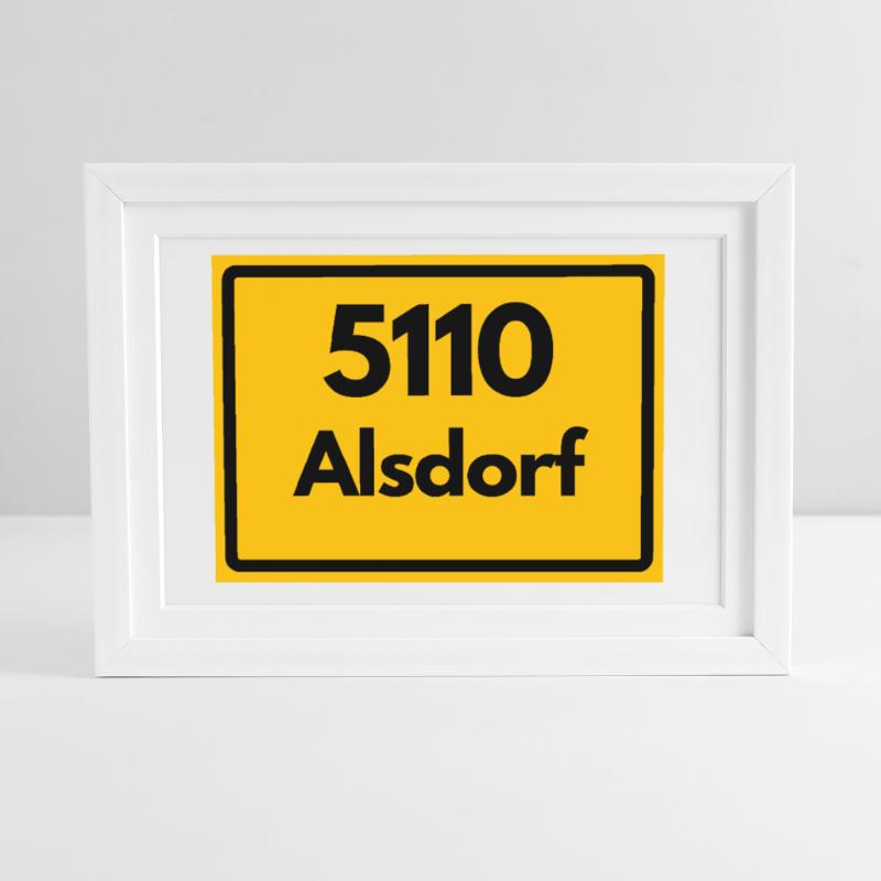 OLD POSTCODE POSTCODE RETRO 5110 ALSDORF Framed poster (37 × 27 cm)