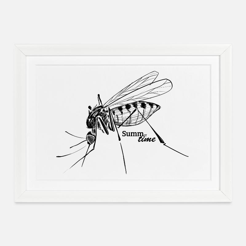 Summer Love: Buzz-er-time - Mosquito Time - Framed poster (37 × 27 cm) - white