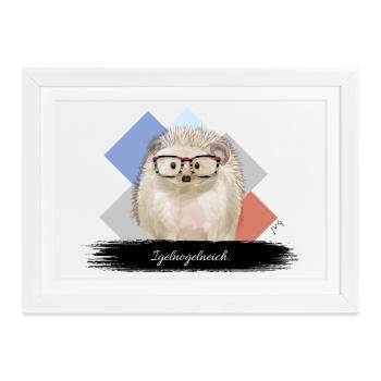 JvG Igel "Igelnogelneich" - Gerahmtes Poster (37 × 27 cm) - Weiß - Vorne