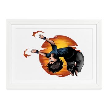 Backflip Anime Manga Figur - Gerahmtes Poster (37 × 27 cm) - Weiß - Vorne